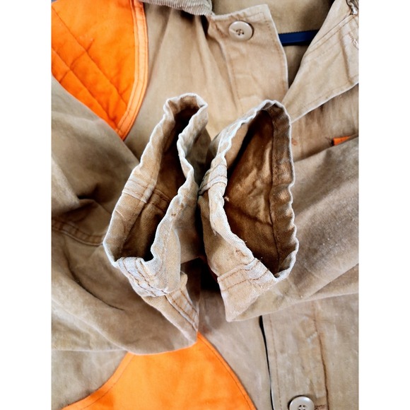 Vtg 80s SAFTBAK Hunting Jacket Duck Field Canvas Coat L USA Biege Blaze Orange - Picture 8 of 12
